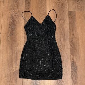 Tobi Black Sequin Mini Dress